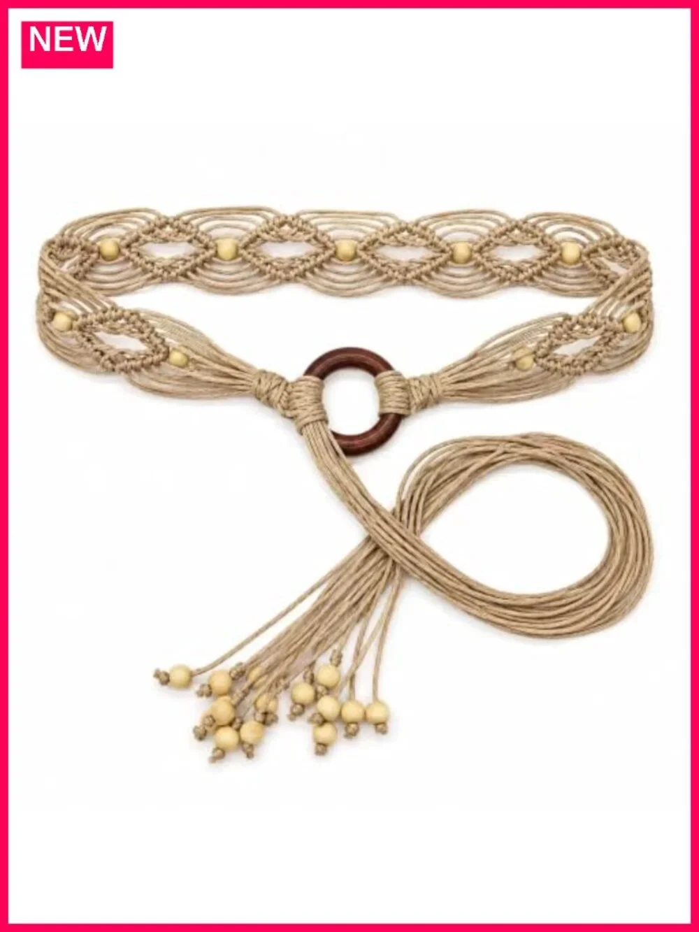 Hand Woven Boho Western Belt with Tassel Wide Waist Belt for Dresses Jeans